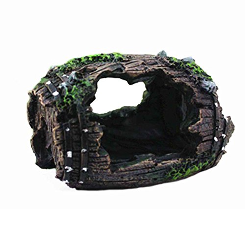 Deinbe Barriles Acuario del Barril de Vino de Resina Ornamento Artificial de la Cueva de Pescado Paisaje de la decoración del Tanque