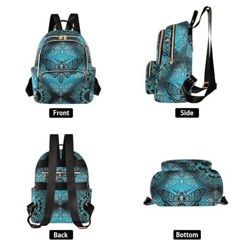 Image of Mini Backpack Gothic Moth Skull Mystical Circle Fashion Backpack Purse for Women,Handbag Shoulder Bag Casual Daypack, Ladies Gift for College Work (S)