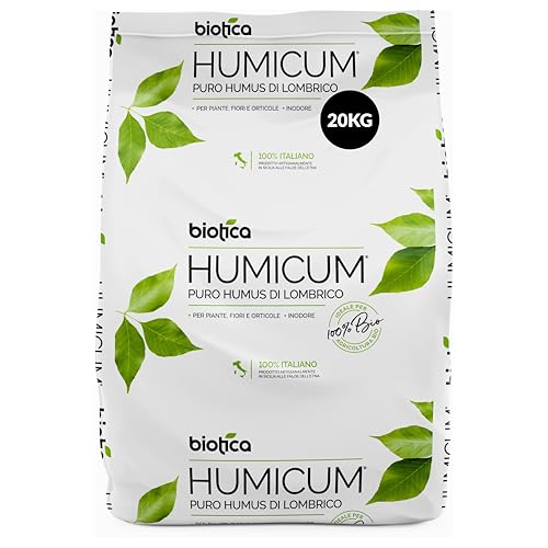 biotica puro humus di lombrico in pellet 20kg, humicum ammendante organico con acidi umici e fulvici – migliora la fertilità del terreno e lo sviluppo radicale