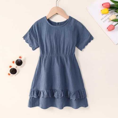 Toddler Girl Summer Dress Short Sleeve Dresses Lace Semi Formal Kids Casual Dress2