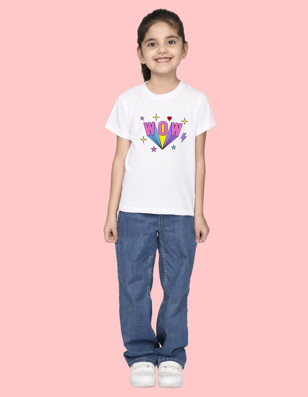 Image of Nusyl Girls Half Sleeves Wow Printed T-Shirt - NUGCTSH0070