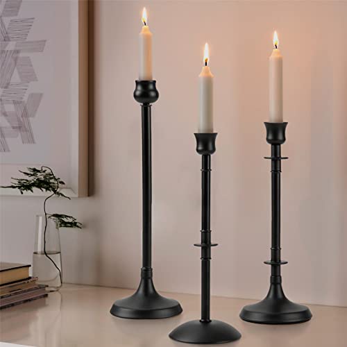 Matte Black Taper Candlestick Holders Set Of 3 - Metal Taper Candle Holders For Taper Candles, Decorative Candle Stick Stand For Fireplace Mantle Dinning Table Christmas Decorations #TOP9