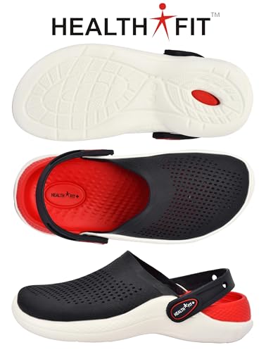 Image of HEALTH FIT Super Soft Comfortable Adjustable Back Strap Men's Classic Casual Sports Clogs Clogs |Waterproof Anti Skid & Lightweight Cushioned Stylish Clogs Mules for Use Gents & Boys HF154