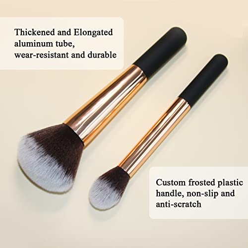 Makeup Brushes Banidy Powder Foundation Brush Flawless Powder Brush Set with Highlighter Brush Blush Brush with Wooden Handle Perfect for Blending, Buffing Liquid