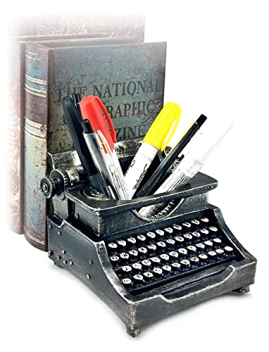 Bellaa Typewriter Pencil Holder, Cute Industrial Antiques Retro Shabby Chic Vintage Cup Organizer Pencil Holder For Desk, Ideal Gift Writer Creative Office Classroom Home Study Library 21413 #TOP7