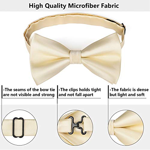 Image of HISDERN Bow Ties for Men Pretied Bowties Classic Formal Business Bow Tie Adjustable Tuxedo Bowtie for Wedding Party