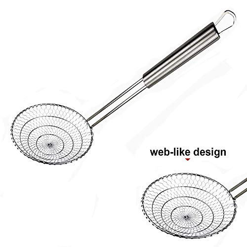 (18cm ) - Kaixin Skimmer Spoon Fry Oil Mesh Strainer Spider Stainless Steel Asian Metal Large Fat Fi
