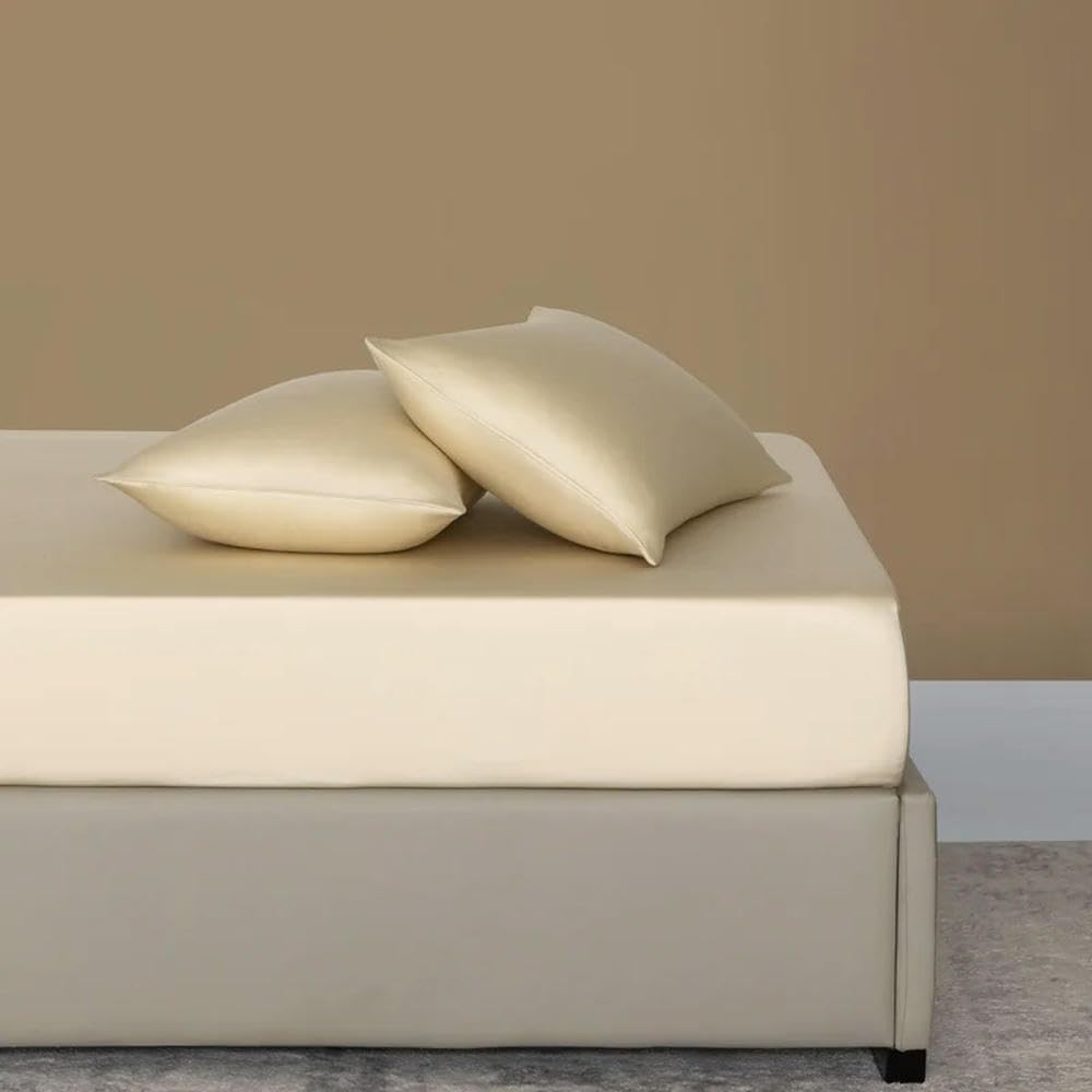 Juego de sábanas de bambú de Lujo 3 Piezas Juego de Ropa de Cama (1 Pieza sábana Bajera y 2 Piezas Funda de Almohada) Funda de colchón Antideslizante para 100/160