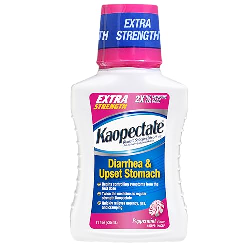 Kaopectate Extra Strength Diarrhea 11oz Upset Stomach Relief Liquid Bismuth Subsalicylate Formula for Fast-Acting Comprehensive Digestive Support Peppermint Flavor