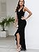 FQA Long Black Evening Gowns for Women Formal Dresses for Women Evening Party Elegant V Neck Sleeveless Split Wrap
