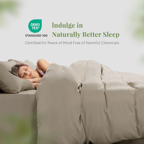 King/Cal King Duvet Cover Set, 100% Viscose Derived from Bamboo, 3 Pieces, 1 Zipper Closure Duvet Cover (106"x90") and 2 Pillowcases (20"x40") Cooling & Silky Soft (Simply Taupe)