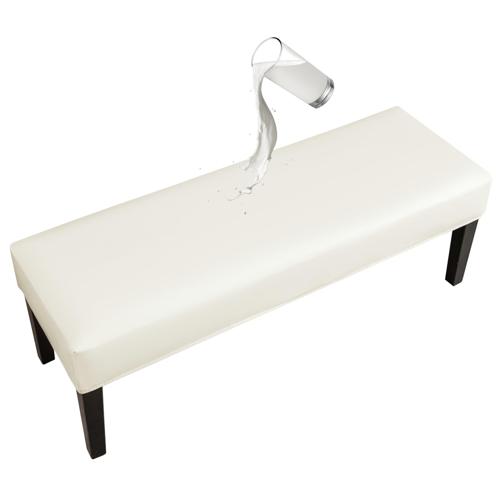 fuangui pu waterproof bench cover, stretch dining bench cover for bedrooms, living rooms, kitchens, protector chair bench piano bench seat covers stool slipcover removable, washable - beige