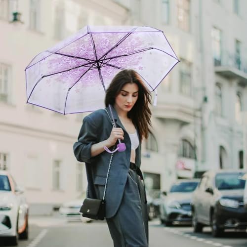Tiiyee TIIYEEYN2SGI97EW-02 Transparent Cherry Blossom Umbrella, Clear Umbrella Travel Floral Rain Umbrella Plastic Folding Umbrellas Cute Umbrella Outdoor Fashionable Toddler Umbrellas For Girls thumb #3