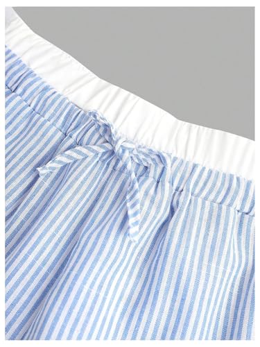 Verdusa Girl's Striped Athletic Wide Leg Pants Sport Workout Long Trousers4