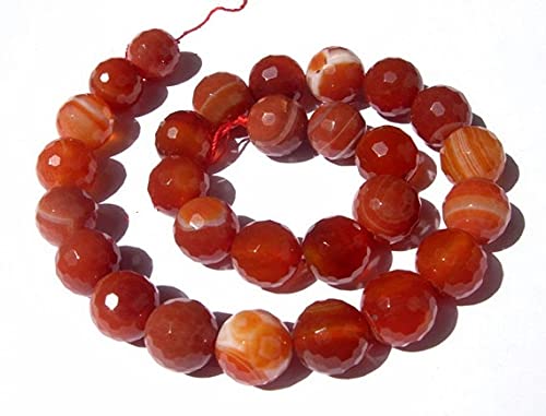 Agate rouge facettée 14mm : perles rondes naturelles LKBEADS pour monter un sautoir lourd