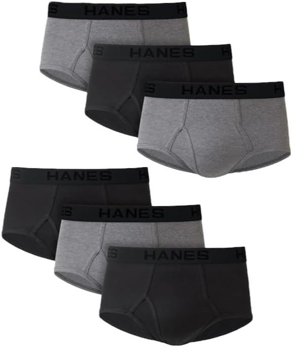 Hanes Men's Tagless Cotton Brief (Pack of 6), Black/Grey, XX-Large