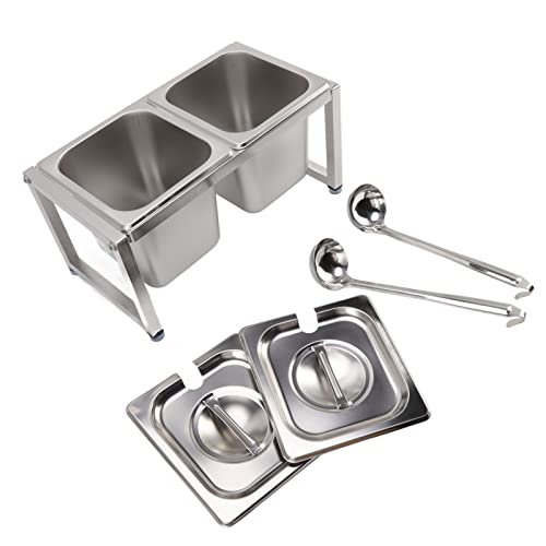 Support à épices en acier inoxydable, support d'organisateur de confiture résistant à la rouille résistant aux bosses Design intégré Design poli pour restaurant(2 pots 1/6 15 cm/5,9 pouces) Cover
