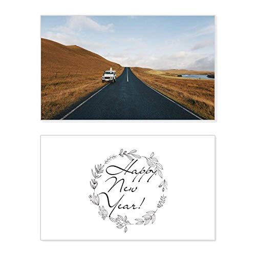 Tarjeta de felicitación para Año Nuevo con ilustración otoñal y dedicatoria Sky Grass