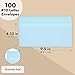 Juvale 100 Pack #10 Light Blue Envelopes with Square Flap for Mailing Letters, Invitations (4 1/8 x 9 1/2 In) - Business Envelopes