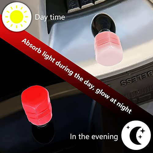 Tire Valve Stem Caps, 8 Pcs Glow In The Dark Tire Valve Caps, Glowing Tire Valve Stem Caps Universal For Car, Bike, Suv, Motorcycles, Truck (Red) #TOP4
