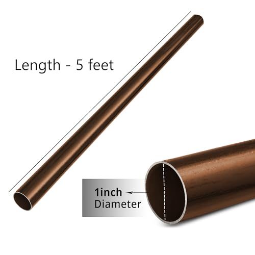 Image of FAPBADRI Curtain Rod /Pipe Heavy Quality Mild Steel for Home /office door, window, shower, 1 inch diameter (25mm), Color - Wooden, Length - 60 inches (5 feet), 1 Pipe