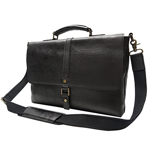 HBJWOV Handbag Leather Vintage Handmade Large Capacity Shoulder Crossbody Bag Oiled Leather Briefcase