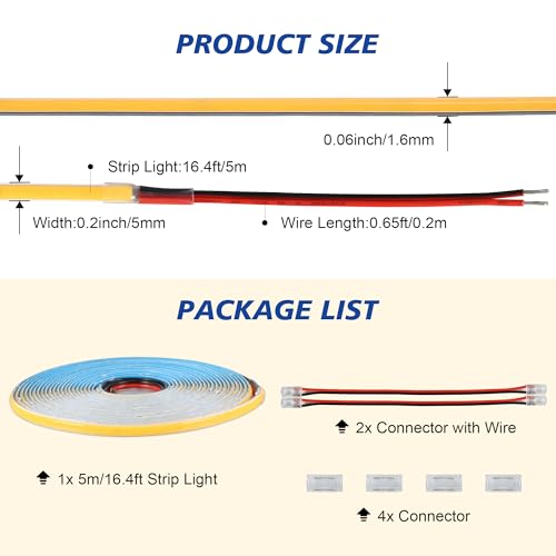 Tira LED COB C1 Luz Blanca Cálida 3000K 5m Dimable miniatura 6
