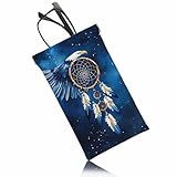 Beabes Dream Catcher Sunglasses Case, Galaxy Stars Dream Catcher Eagle Ultra Light Glasses Case Squeeze Top Leather Glasses Holder Sunglasses Organizer For Man Woman