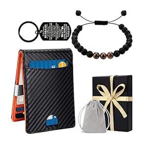 Awpeye Gifts for Husband, Include Wallet &Tiger Eye Lava Rock Stone Bracelet & Keychain & Wish Card, Anniversary…