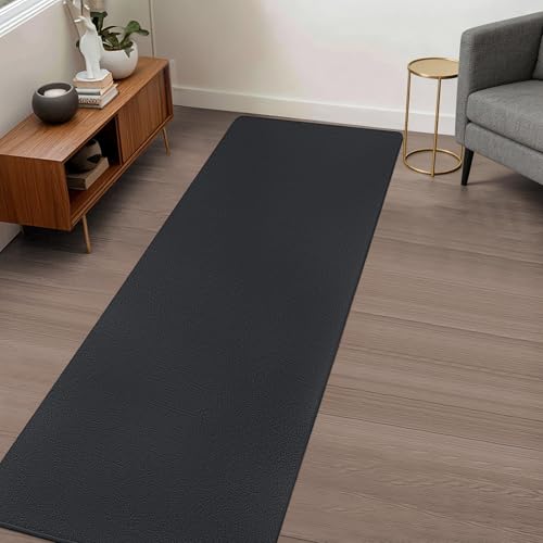 Image of Large Modern Runner Rugs for Living Room Bedroom, 2x8 Feet Dark Grey Ultra Soft Thickened Memory-Foam Indoor Rug, Comfy Aesthetic Solid Minimalist Carpets for Girls Boys Nursery Dorm Home Decor
