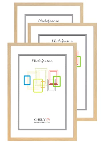 CHELY INTERMARKET | Marco de Fotos 40x50cm, MOD/CI-100 (Haya) (Pack 3 Unds) | Hecho de Madera, Ancho...