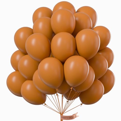 Image of PartyWoo Tan Balloons 101 pcs 12 Inch Boho Neutral Light Brown Coffee Fall Latex Helium Balloons for Graduation Birthday Safari Boy Baby Shower Jungle Cowgirl Woodland Party Decorations Brown-F10