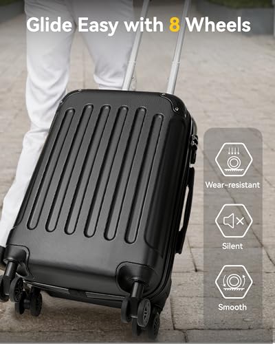 Carry On Luggage 22x14x9 Airline Approved, Hardside Suitcase with Wheels, TSA Approved, Rose Gold3