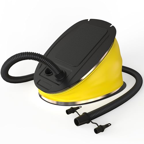 Powerful 5 Litre Foot Pump for All Inflatables Lightweight Manual Air Bed Pump Compact Design with 2 Nozzles Sturdy Air Mattress Inflator