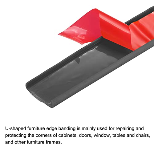 Image of uxcell U Shape Furniture Edge Banding, 4M Self Adhesive Flexible Edging Trim, 5x15mm TPE Edge Guards for Cabinets Furniture Repair Restoration, Black