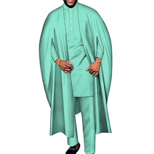 3 Piece Set African Dashiki Men Nigerian Agbada Robe Suit Long Robe and Shirt Pant Set African Men Clothing Bazin Riche2