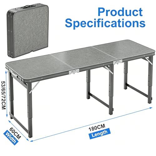 Table pliante de camping de 180cm réglable pour solutionner le manque d'espace extérieur - 4