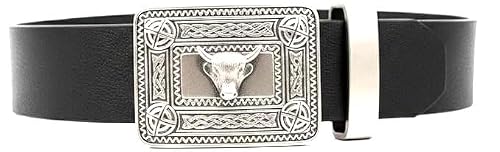 Bbi Ltd Men's Black Celtic Knot Buckle And Kilt Belt Set - Scottish High Land Wear (Medium 27-36")
