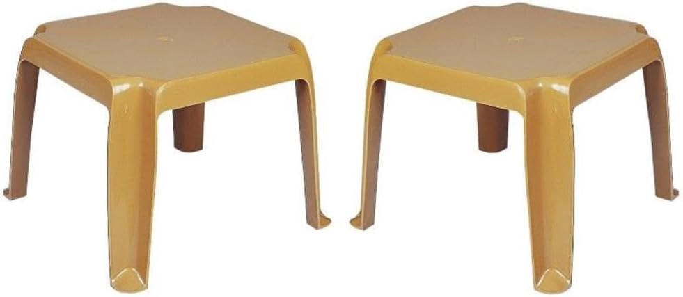 Home Square Square Patio End Table in Teak Brown - Set of 2