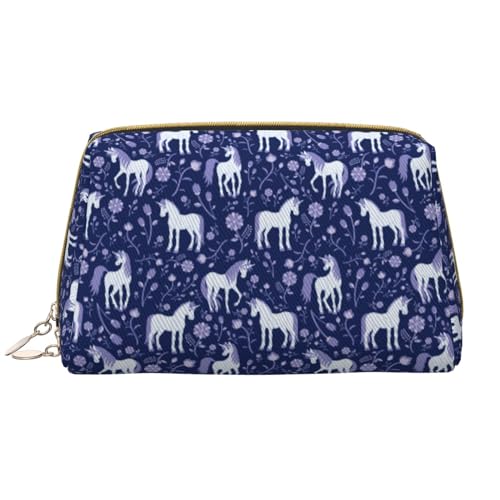 VOSERY Bolsa de maquillaje, neceser de viaje para mujer, organizador de gran capacidad, diseño de dibujos animados, lindo caballo tulipán, flores, bonita bolsa de maquillaje, estuche de maquillaje de