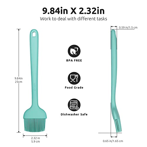 Image of Angled Large Silicone Basting Brush, U-Taste 600ºF Heat Resistant 9.8 inch Kitchen Pastry Cooking Baking Food Rubber Head-Up Baster Brush for Oil Sauce BBQ Butter Grill Meat Egg Bread (Aqua Sky)