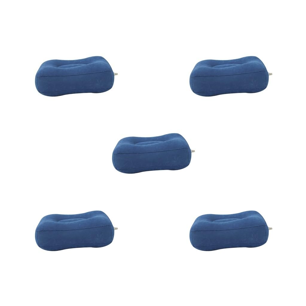 Set di 5 cuscini poggiapiedi gonfiabili in PVC per casa, aereo e campeggio, blu, 42 x 32 x 20 cm