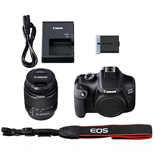 Canon EOS 4000D / Rebel T100 DSLR Camera w/EF-S 18-55mm F/3.5-5.6 Zoom Lens + 64GB Memory, Filters,Case, Tripod, Flash, and More (34pc Bundle) (Renewed)