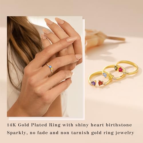 Birthstone Rings Mom Gifts for March Aquamarine Ring with August Peridot Birthstone Dainty Gold Stackable Rings for Women 40th 50th Mom Grandma Birthday Gifts for Women Jewelry4