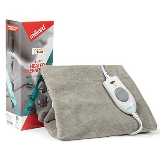 Milliard Electric Therapy Heating Pad for Fast Pain Relief - Gray - 15in x 12in