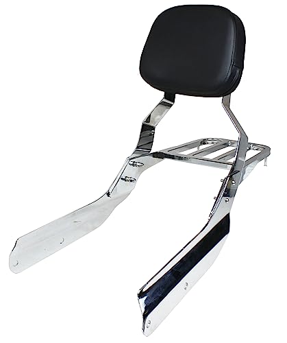 YHMOTO Passenger Sissybar Backrest with Luggage Rack Fits for Honda VTX 1300 1800 N/R/S Models 2002-2008 (Style B-Chrome)
