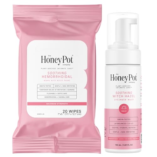 Image of The Honey Pot Company - Witch Hazel Feminine Wash and Wipe Bundle - Postpartum Essentials - New Mom Must Haves