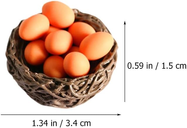 PRETYZOOM 3 Pack Miniature Bird Nest Eggs - Easter Day Decoration 1.3" Resin Nests with 30 Mini Eggs Micro Landscape Ornament DIY Dollhouse Accessories