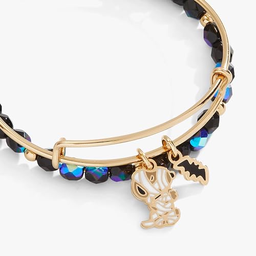 Alex and Ani Peanuts™, Snoopy Bat Duo Expandable Bangle Bracelet Set of 2, Shiny Gold Finish, Black Charm2