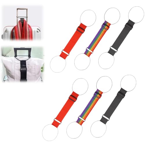 Rainbow Luggage Straps Adjustable Suitcase Belts 6 Pack Travel Set Adjustable Secure Fit • Elastic Nylon Belt • Bright Rainbow Colors • Dual Stretch Loops • Travel Ready Design